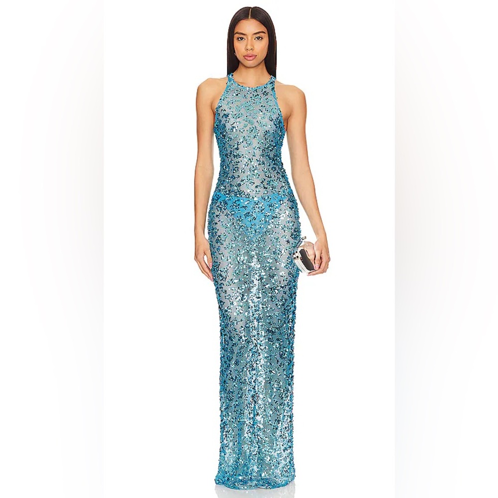 Lovers+ Friends SYD MAXI DRESS in blue size L